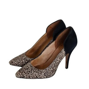 Madewell‎ Maddie Speckled Calf Hair Black Suede Pointed Toe Heels